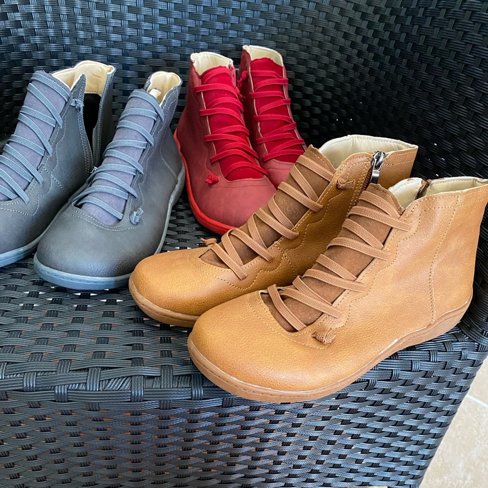 Ankle boots. Size 7. Red, grey or camel. NWOT